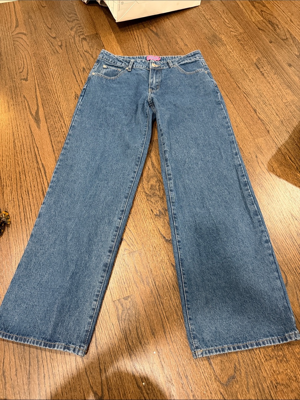 Edikted High-Rise Wide-Leg Jeans in Blue Denim